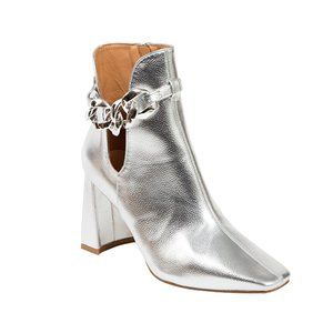 Stylish Womens Silver High Heel Party Ankle Boot With Chain